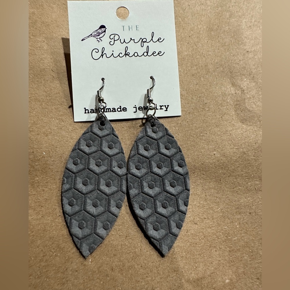Gray suede earrings